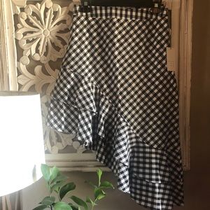 A New Day B&W Gingham Asymmetrical Skirt